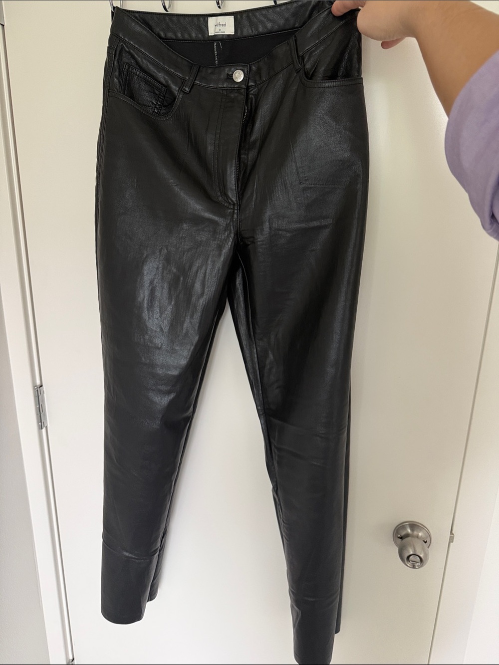 Wilfred Black Faux Leather Pants